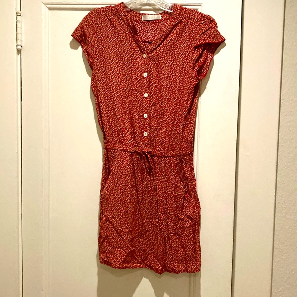 Cute red summer one-peace with white pattern